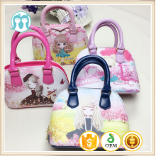 Una pieza encantadora dibujos animados patrón de bolsos, niñas bolsas de mano con amarillo / rosa bolsos de mano niñas personajes de una pieza al por mayor